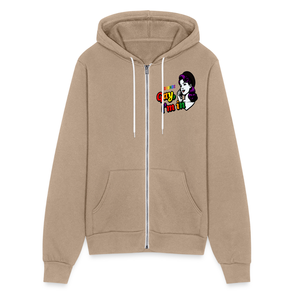 Sounds Gay Bella + Canvas Unisex Full Zip Hoodie - tan