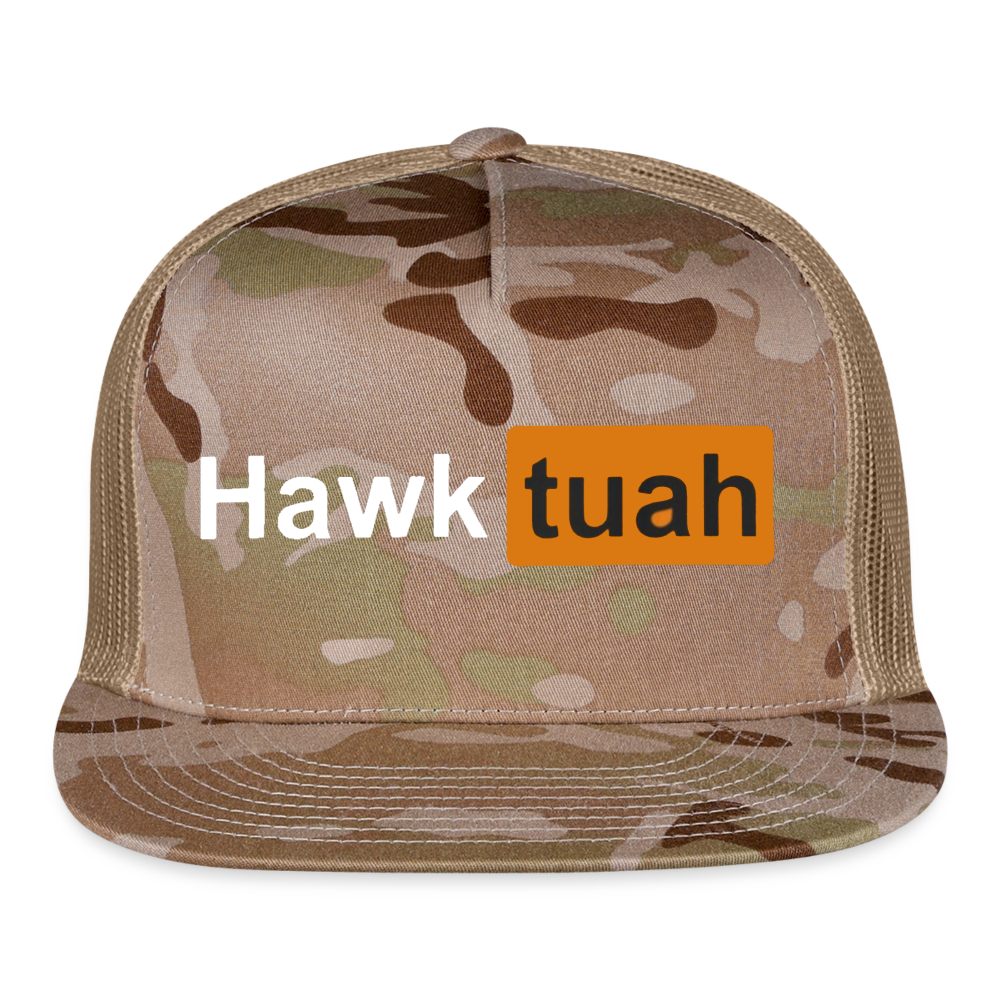 Hawk Tuah Hub Trucker Cap - MultiCam\tan