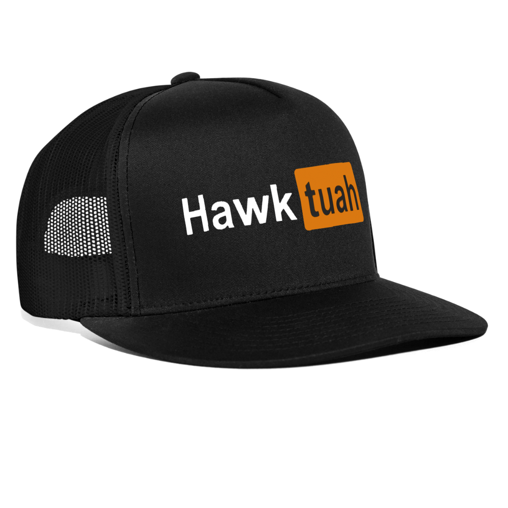 Hawk Tuah Hub Trucker Cap - black/black