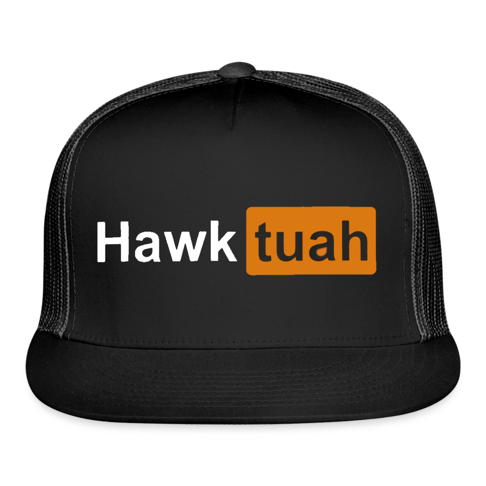 Hawk Tuah Hub Trucker Cap - black/black