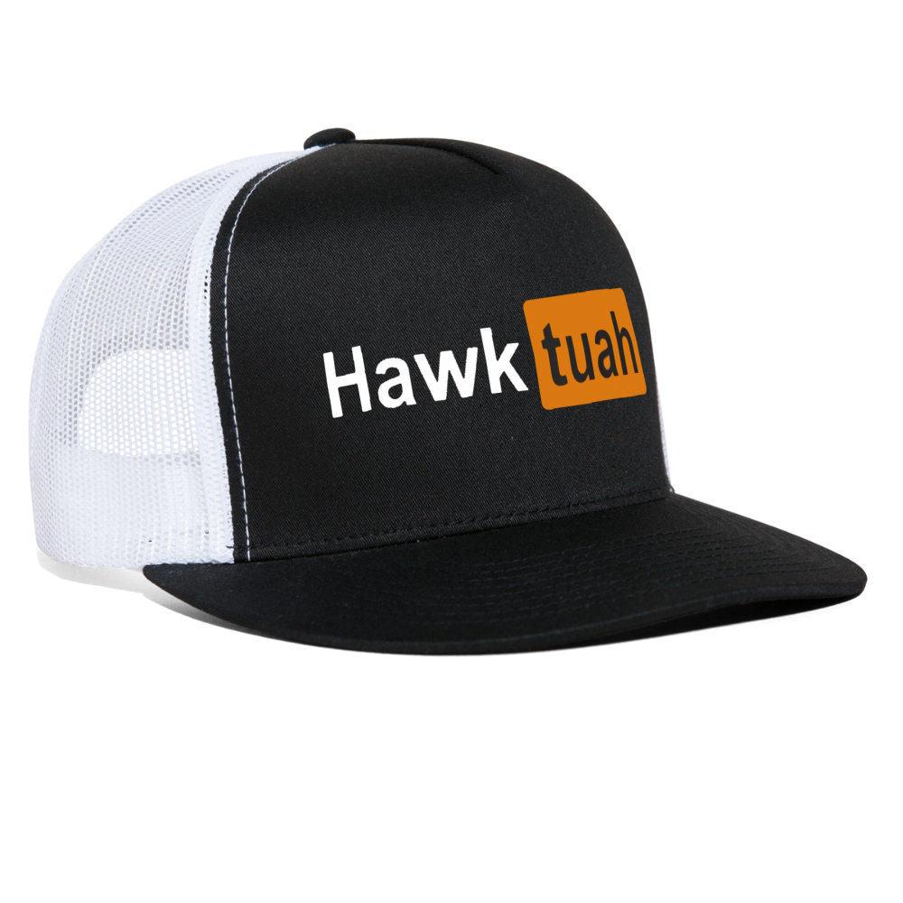 Hawk Tuah Hub Trucker Cap - black/white