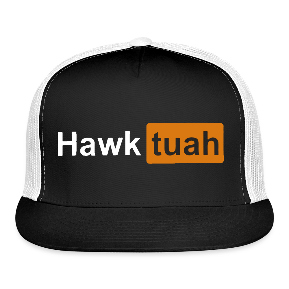 Hawk Tuah Hub Trucker Cap - black/white