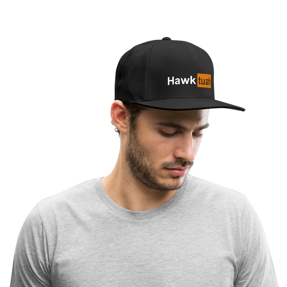 Hawk Tuah Hub Snapback Baseball Cap - black