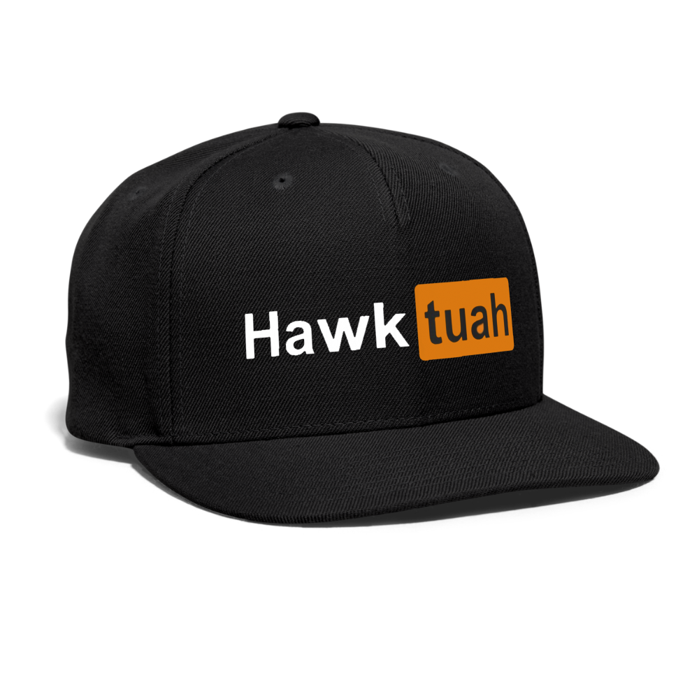 Hawk Tuah Hub Snapback Baseball Cap - black
