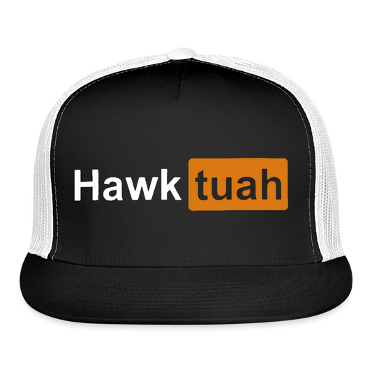 Hawk Tuah Hub Trucker Cap - black/white