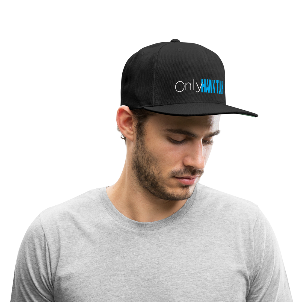 Only Hawk Tuah Snapback Baseball Cap - black