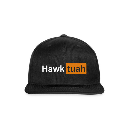 Hawk Tuah Hub Snapback Baseball Cap - black